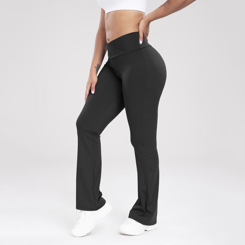 Women's Solid Color Flare Leggings for Running and Yoga, High Waist Wide Leg Bootcut Pant Sports Pants for All Season