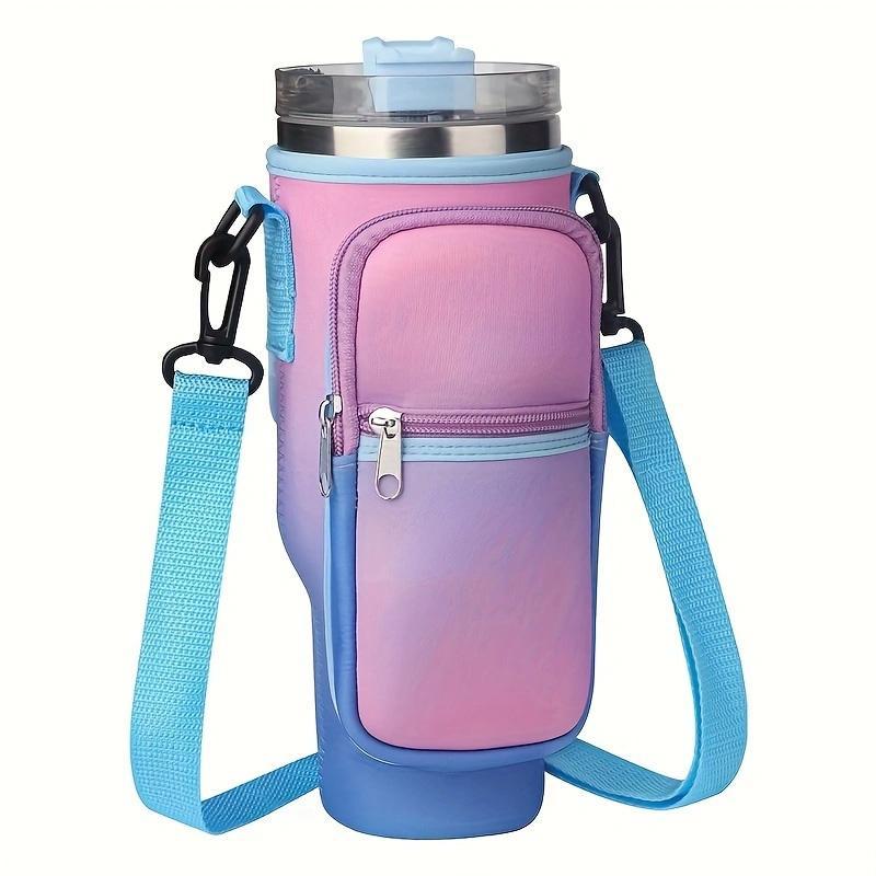 Water Bottle Storage Bag with Shoulder Strap & Pocket, Portable Water Bottle Carrier Bag for Tumbler Cup, Drinkware Accessories for Outdoor Sports