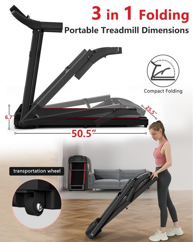 VIPLAT Treadmill,3-in-1 Folding Treadmills,Walking pad Treadmill,Treadmill for Homelreadmillfor Running,2.5 HP,7.5MPH,300LBSCapacity Jogging home office use,LED display(2 Years Warranty)