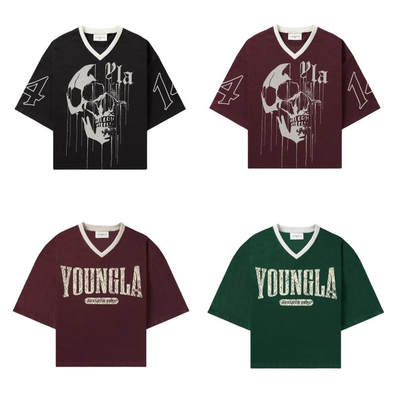 YOUNGLA Men's Sports Fitness T-Shirt with Skull Pattern, Quick Drying and Breathable Mesh Short Sleeve - Fabric, Menswear