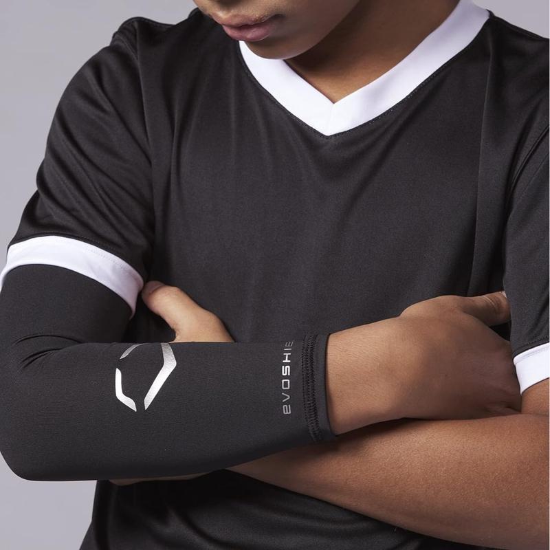 Evoshield Compression Black Arm Sleeve, All Season Durable Breathable Sport Sleeve, Ideas For Baseball Softball Players, Size S M, L XL