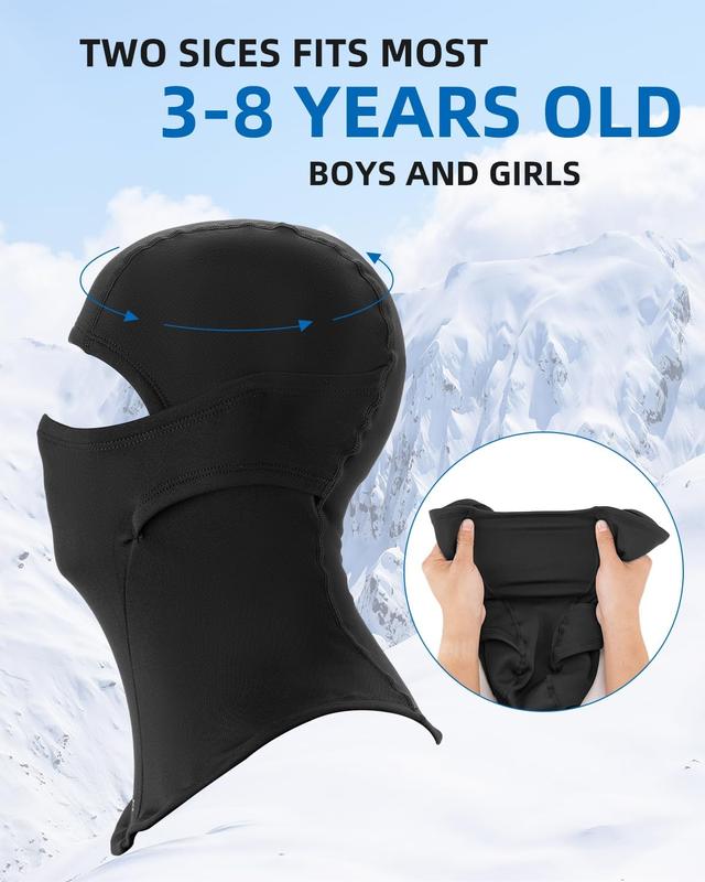 Kids Balaclava Ski Mask Thermal Windproof Kids Balaclava Mask for Cold Weather Boys Girls Black