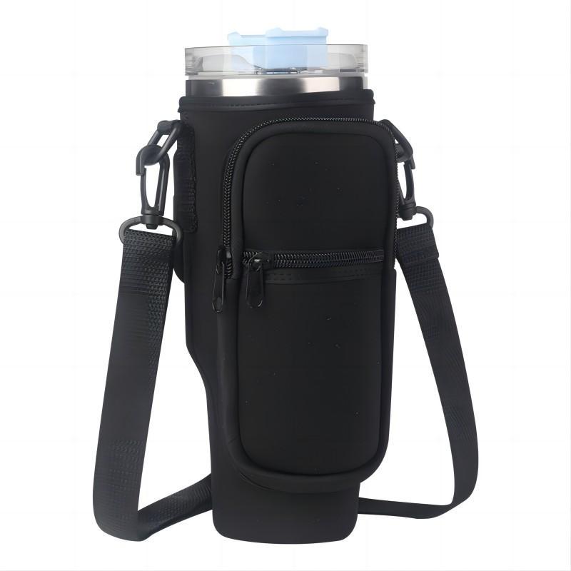 Water Bottle Storage Bag with Shoulder Strap & Pocket, Portable Water Bottle Carrier Bag for Tumbler Cup, Drinkware Accessories for Outdoor Sports