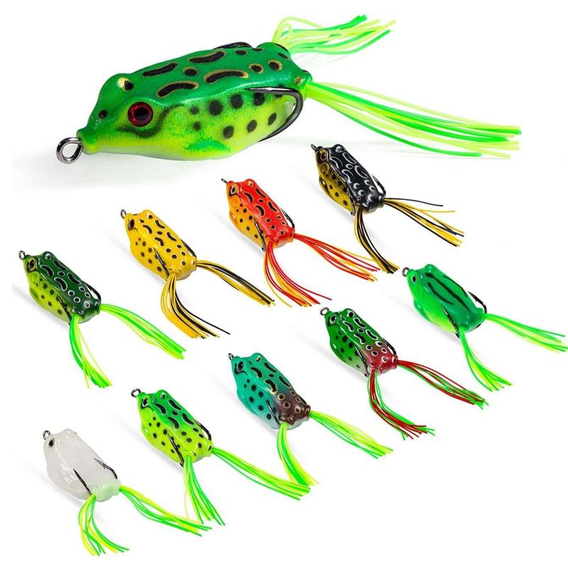 10pcs Ray Frog Baits, Summer Soft Fishing Lures, Mixed Size Simulated Frog Baits Fishing Baits, Outdoor Fishing Accessories, Swimbait Floating Bait for Flyfishing, Solocamping, Picnicaesthetic, Halloween Fishing Equipment, Fishing Stuff