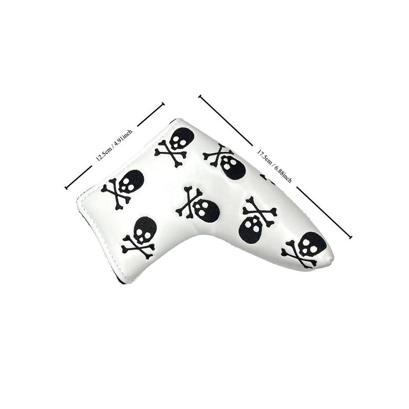 Skull Pattern Golf Blade Putter Head Cover, Halloween Themed PU Waterproof Golf Club Head Cover, Golf Accessories, Ideal Gift for Golf Lovers