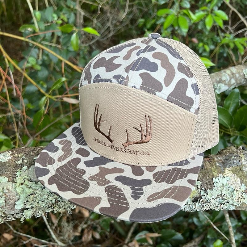 Classic Whitetail Rack-Old’s Cool Camo Flatbill 7 panel Snapback-(2 colors to choose from)