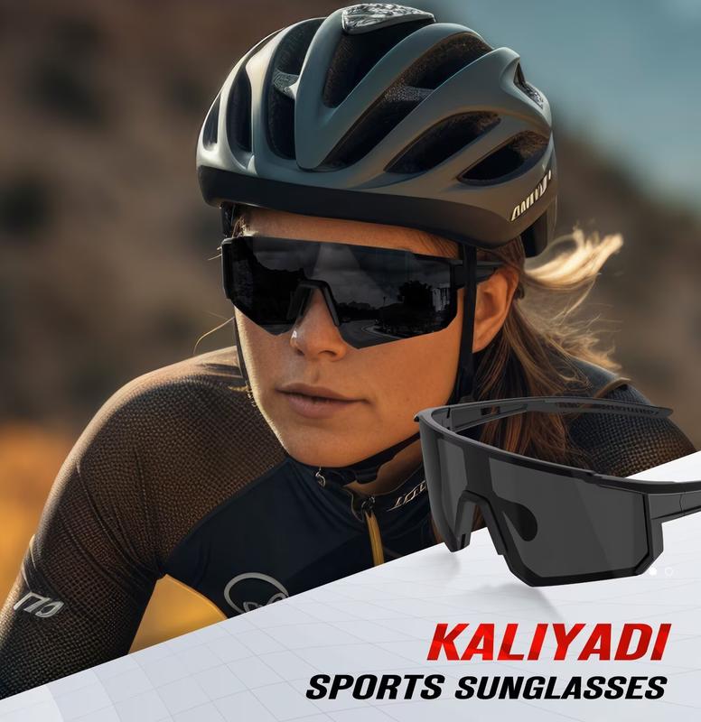 2 Pairs Integrated Wrap-around KALIYADI Polarized Sports Sunglasses UV protection Outside Activities (S93)