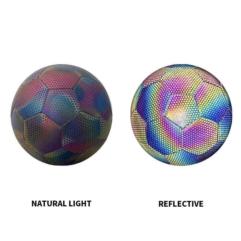 Glow in The Dark Soccer Ball, 1 Count Reflective Soccer Ball with Storage Mesh Bag, Size 5 Football Perfect for Indoor Outdoor Training Competition