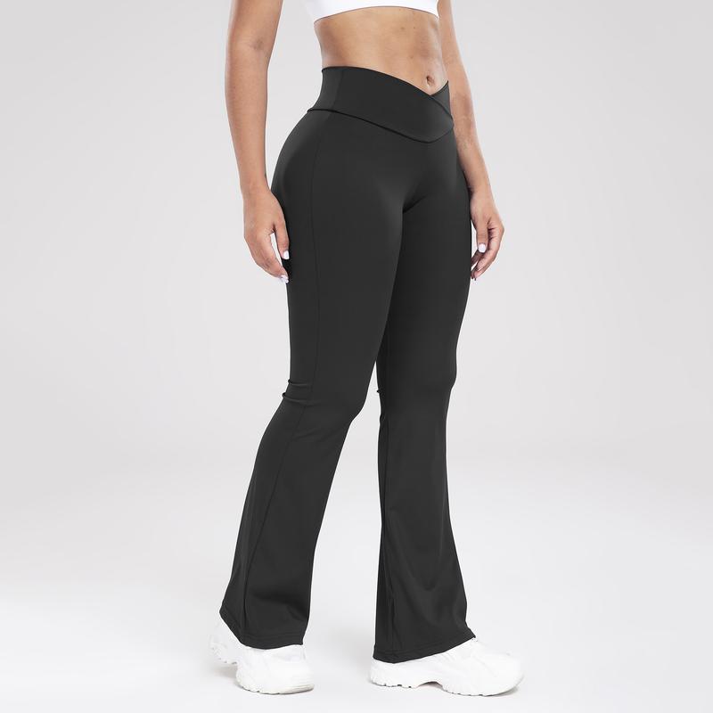 Women's Solid Color Flare Leggings for Running and Yoga, High Waist Wide Leg Bootcut Pant Sports Pants for All Season