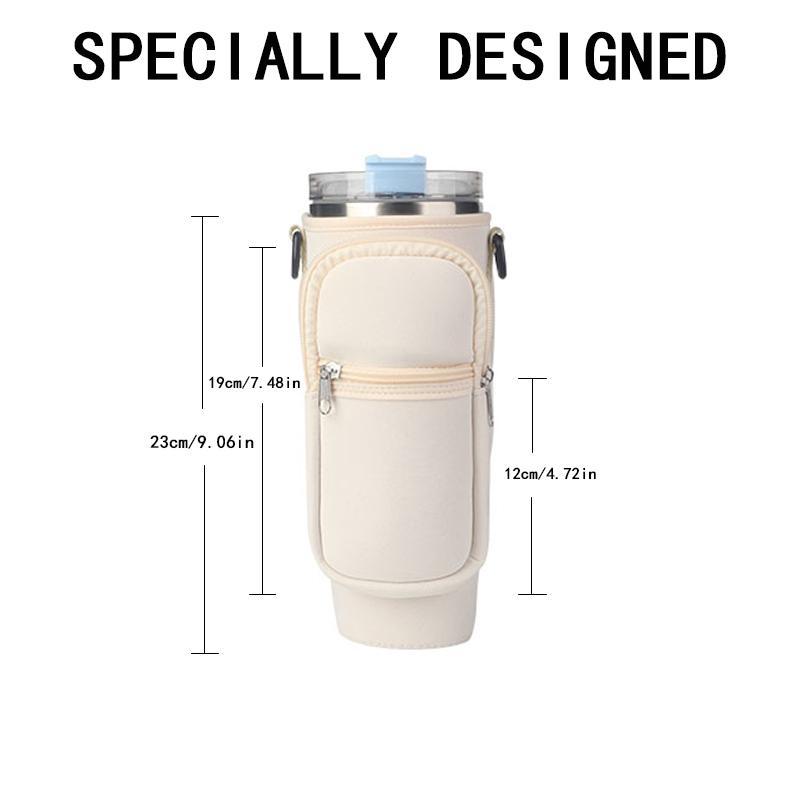 Water Bottle Storage Bag with Shoulder Strap & Pocket, Portable Water Bottle Carrier Bag for Tumbler Cup, Drinkware Accessories for Outdoor Sports