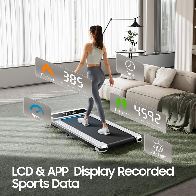 Walking Pad, Under Desk Treadmill with Incline, Portable Walking Treadmill with Remote Control, LED Display, Walking Jogging Machine for Home Office