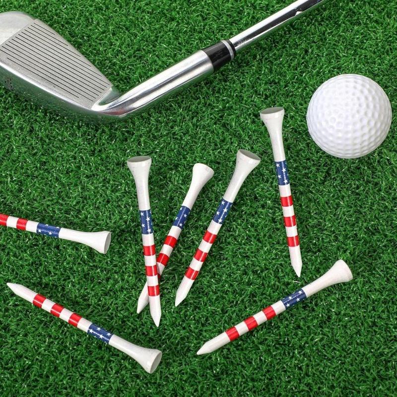 Flag Pattern Golf Tees, 50 100pcs Professional Durable Golf Tees, Patriotic Golf Tees, Long Golfing Tees for Men Women, Golf Accessories