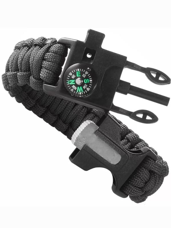 5 in 1 Survival Paracord Bracelet, Outdoor Emergency Bracelet with Flint Fire Starter & Whistle & Compass, Fashion Accessories for Men & Women