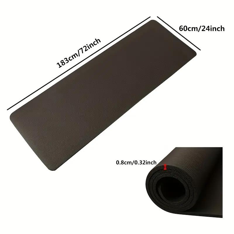 1pc Solid Color 0.8cm 0.31in Thick Yoga Mat With Carry Strap