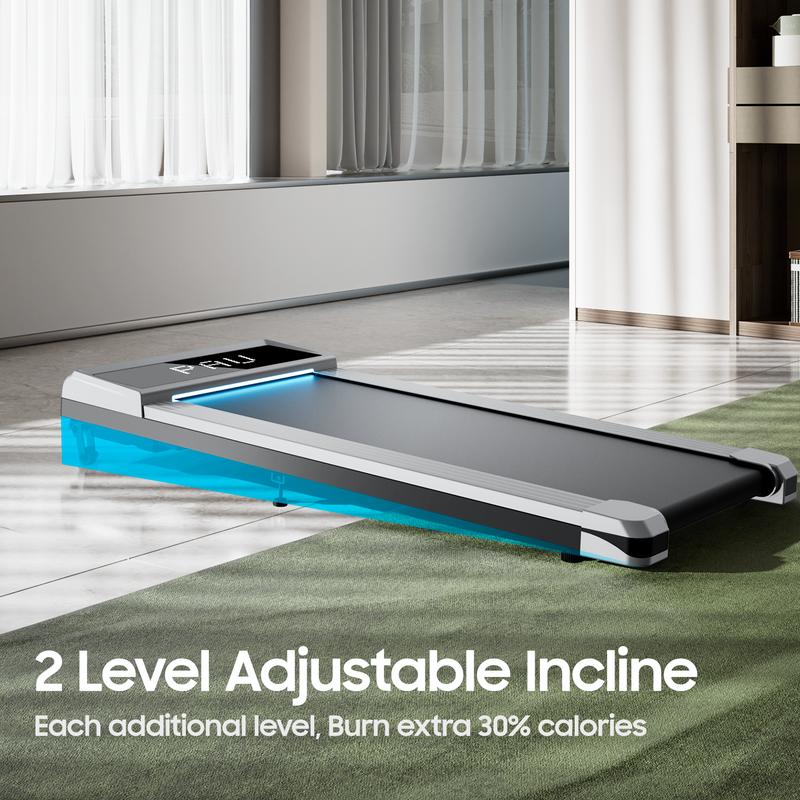 Walking Pad, Under Desk Treadmill with Incline, Portable Walking Treadmill with Remote Control, LED Display, Walking Jogging Machine for Home Office