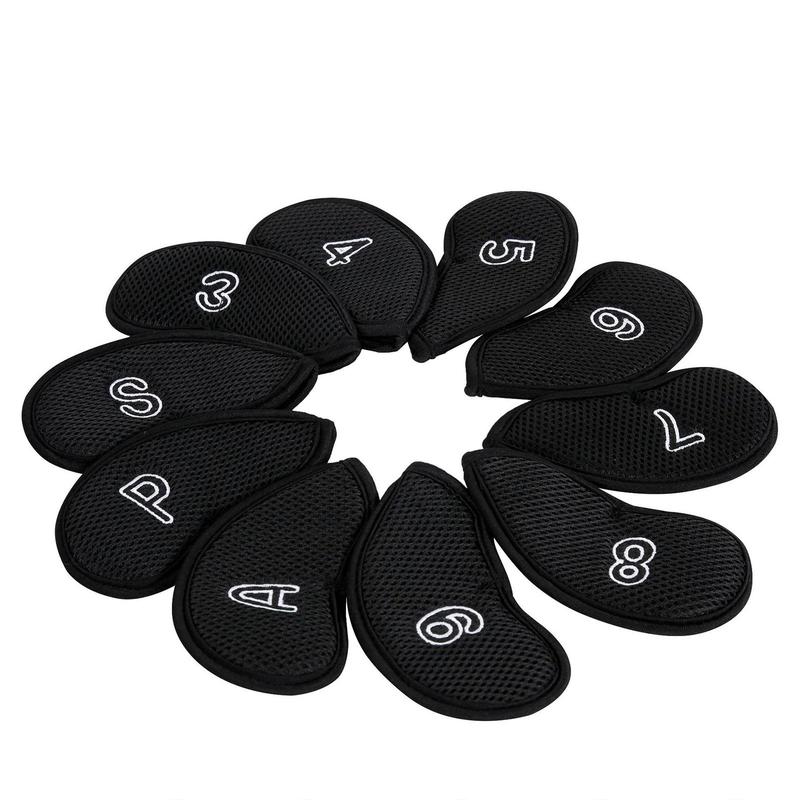 Golf Club Head Cover with Letter & Number Pattern, 10pcs set Professional Golf Club Head Protector, Golf Accessories for Men & Women