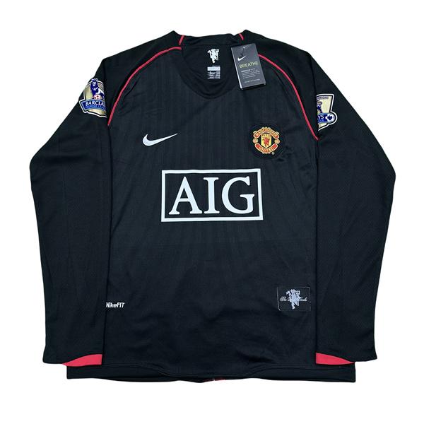 NIKE 0708 Manchester United Vintage Long Sleeve Soccer Jersey Away 7 Ronaldo Champions League Edition