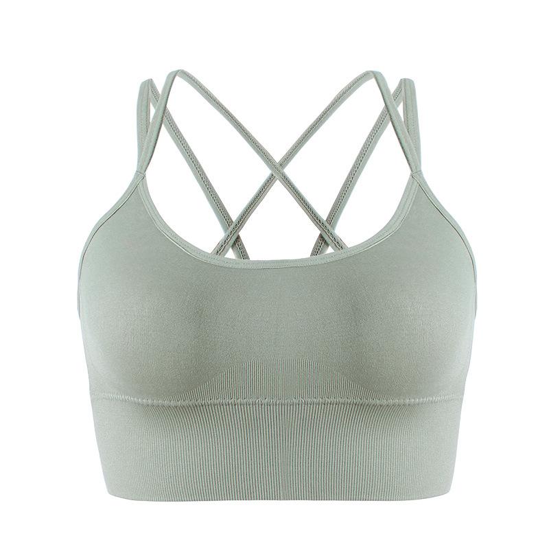 Sports Bra for Women Longline Padded Strappy Sports Bras Medium Support Yoga Gym Running Workout Crop Tank Tops