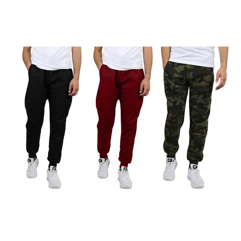 3-Pack Men's Slim Fit Fleece Lined Joggers (Sizes - S to 3XL)