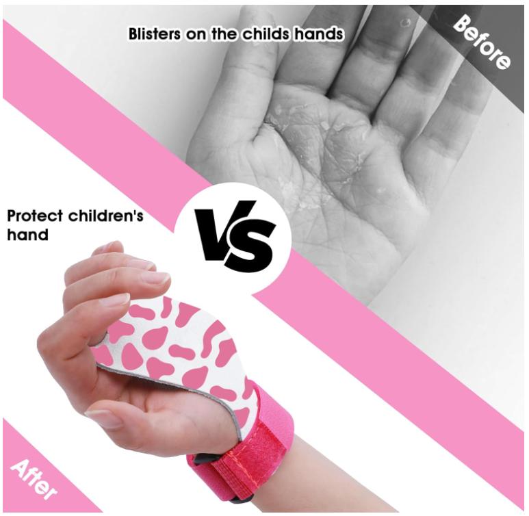 Gymnastics Hand Grips for Girls Youth, Cow Print Gloves for Bar and Palm Protection