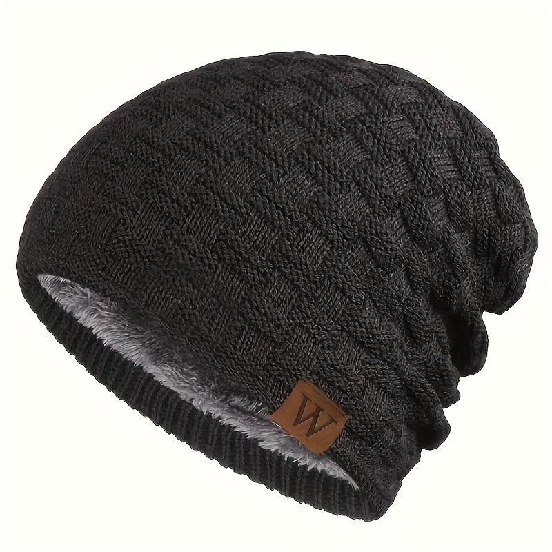 1pc Men's Fleece Lined Knitted Hat For Autumn And Winter, Thickened Ear Protection Hat For Cycling Skiing Outdoor Sports, Ideal choice for Gifts