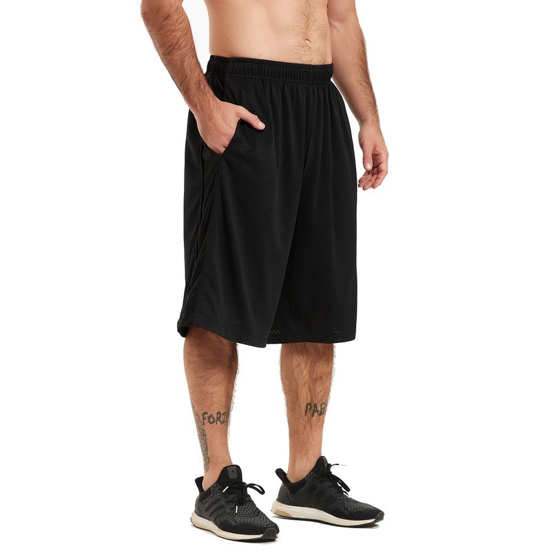 Men's Athletic Shorts Long Basketball Workout Shorts Below Knee Loose-Fit with Pockets and Elastic Waistband Quick Dry Activewear