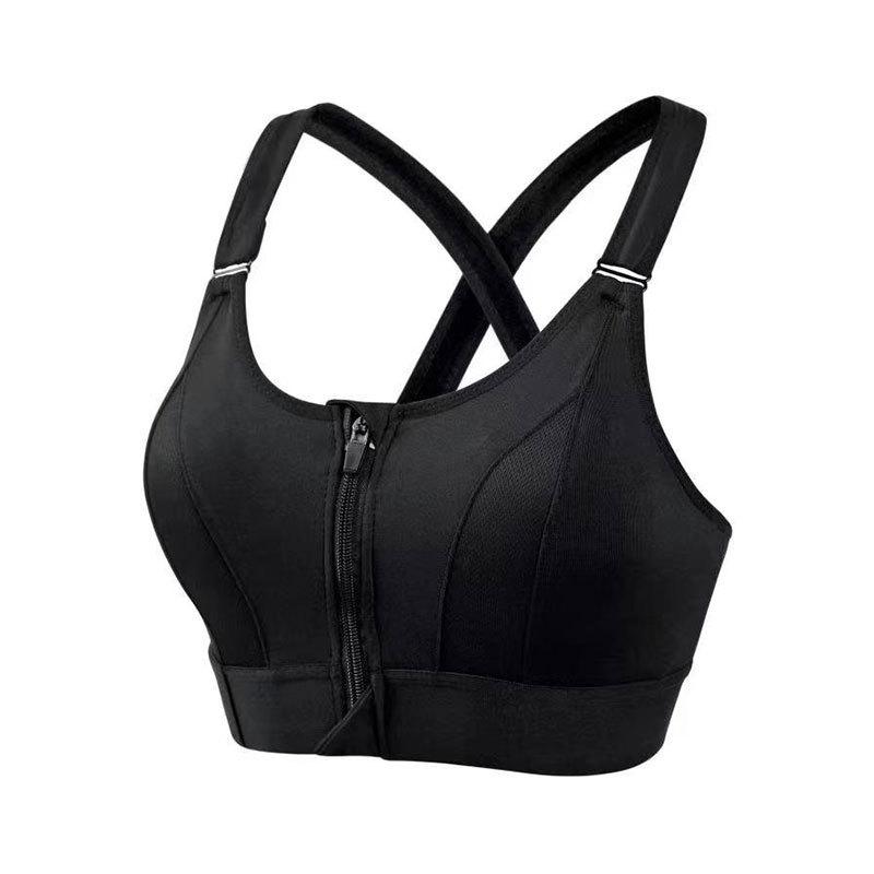 3Pcs Women's Plus Size Sports Bra, Fashion Front Zip-up Design, Breathable Full Coverage Workout Bra For Yoga & Fitness