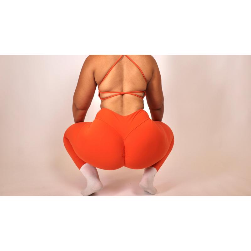 Open Back Strappy Sports Bra in Orange