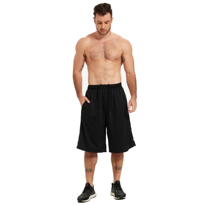 Men's Athletic Shorts Long Basketball Workout Shorts Below Knee Loose-Fit with Pockets and Elastic Waistband Quick Dry Activewear