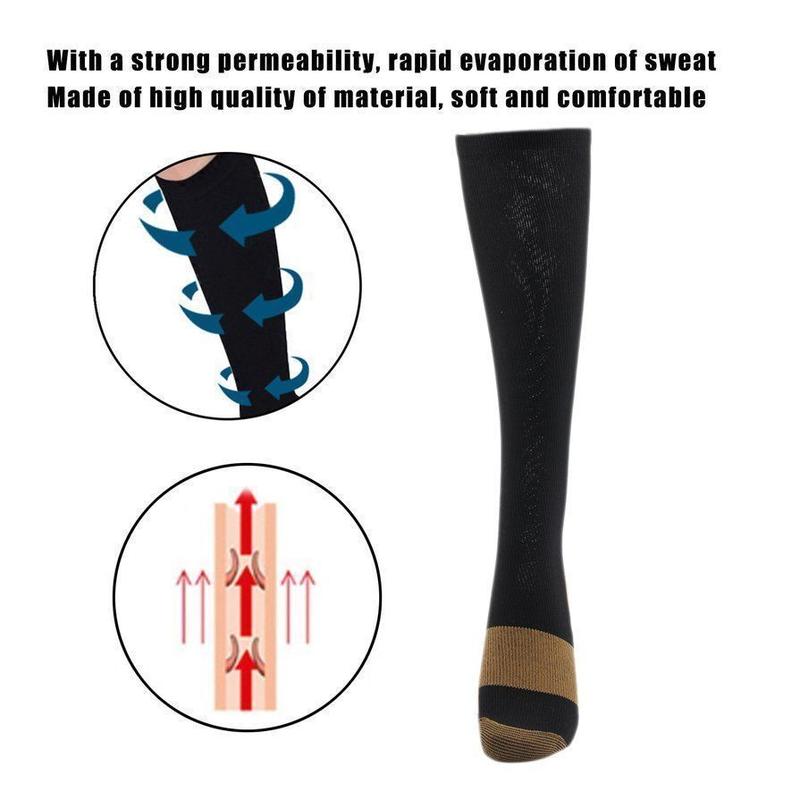 5 Pairs Copper Compression Socks 20-30mmHg Graduated Support Men's Women's