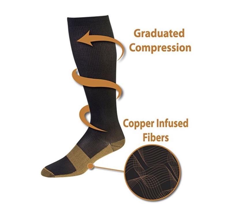 5 Pairs Copper Compression Socks 20-30mmHg Graduated Support Men's Women's