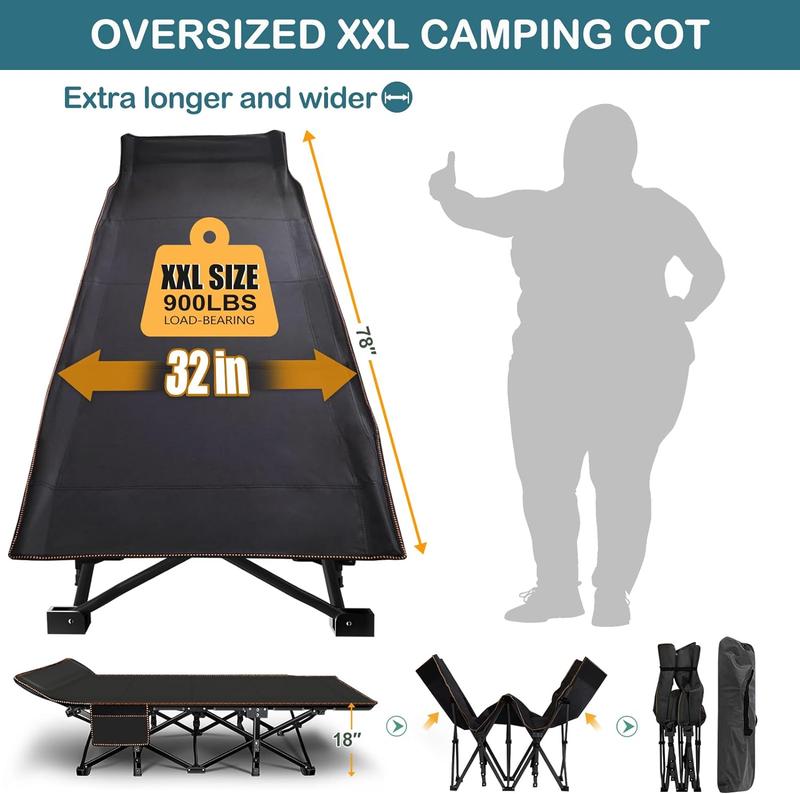 LILYPELLE Oversized XXL Folding Camping Cot, 78