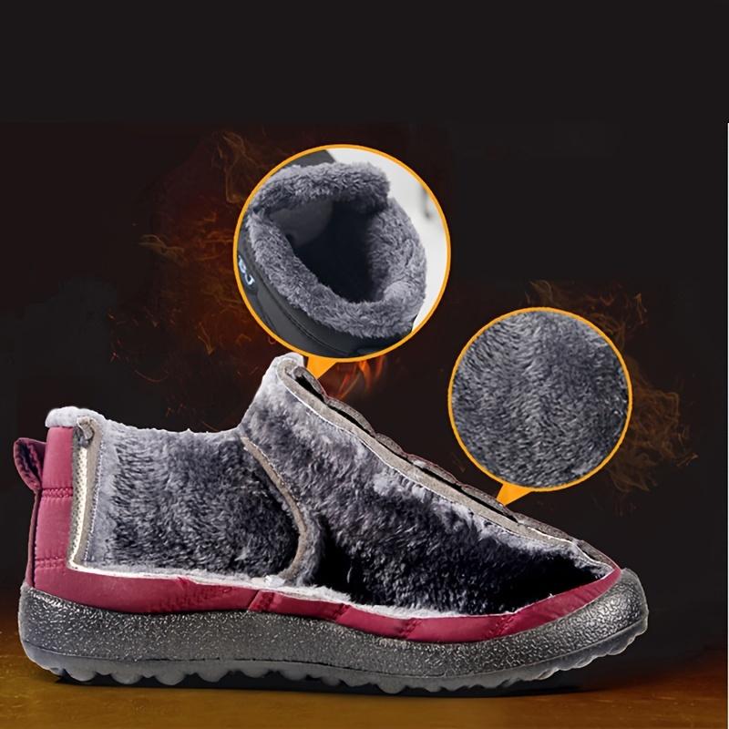 Water Repellent Men's Women's Snow Boots, Winter Thermal Shoes, Windproof Hiking Boots With Fuzzy Lining