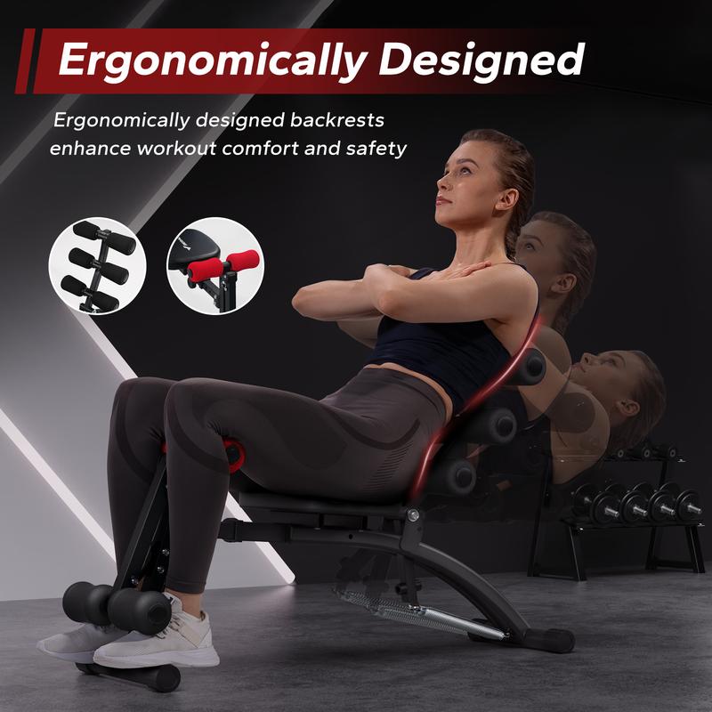 MERACH Multi-Functional Adjustable Ab Machine Workout Bench Sit Up Machine Push Up Exercise Chair for Home Gym