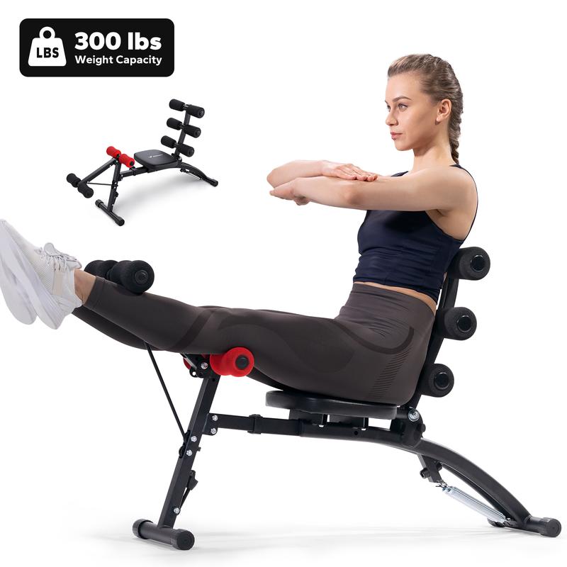 MERACH Multi-Functional Adjustable Ab Machine Workout Bench Sit Up Machine Push Up Exercise Chair for Home Gym