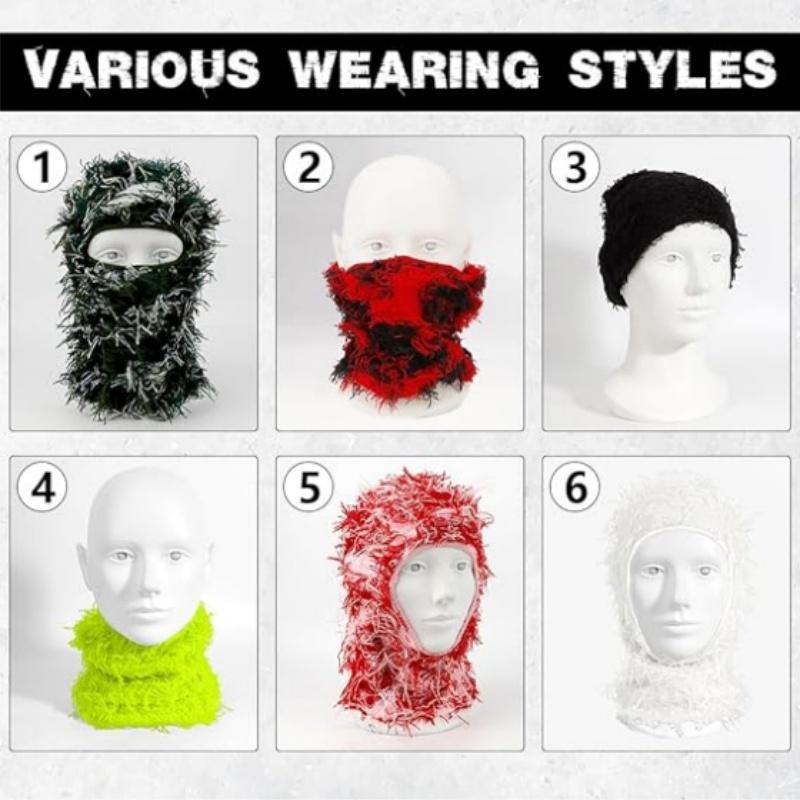 Plush head cover,Winter,Men,Ski Mask for Men Women Shiesty Mask Shaggy Knitted Full Face Ski Mask Windproof Neck Warmer