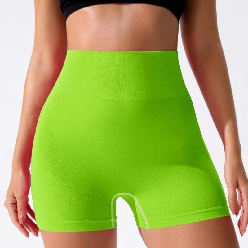 OVESPORT Women's Solid Color High Waist Gym Shorts, Summer Clothes Women, Biker Shorts, Athletic Workout Shorts, Spandex Elastic Nylon Stretch High-Waisted Lycra