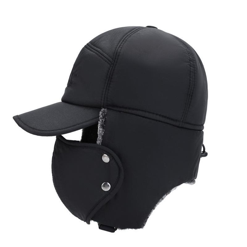 Winter sports hat, windproof and cold-proof outdoor sports hat, thickened imitation fur outdoor sports hat with detachable mask, cycling warm hat