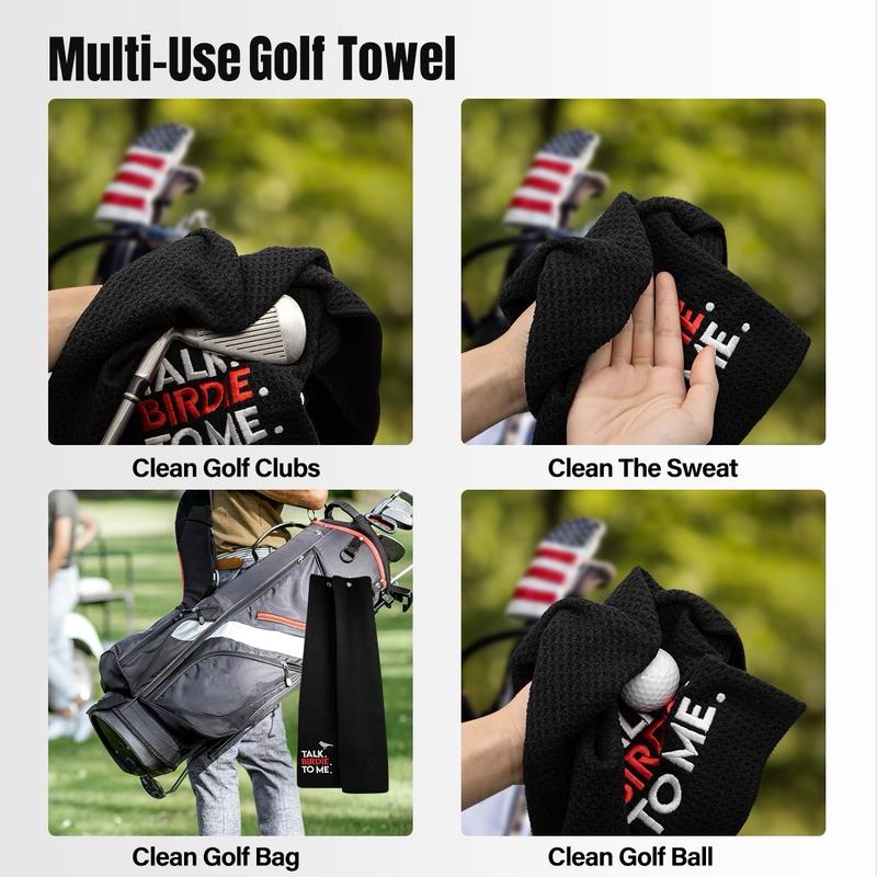 Talk Birdie to Me  Golf Towel with Quick-Dry Dual-Sided Design, Portable Carabiner, Gentle Cleaning, Durable & Easy-Care golf towel golf gift