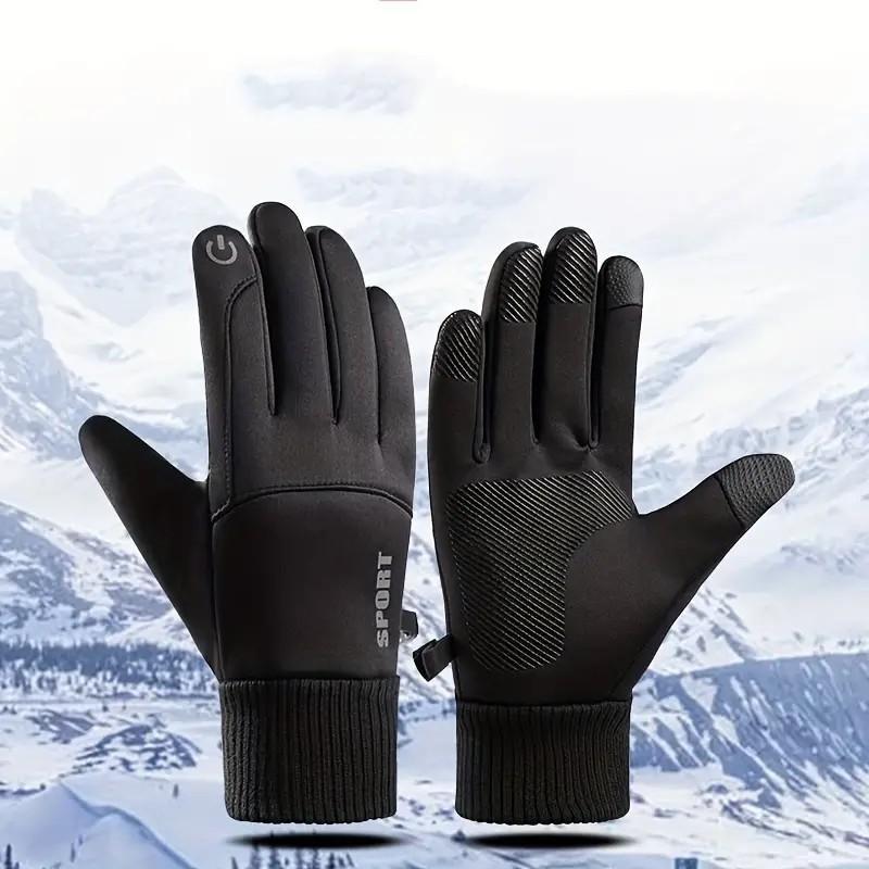 Winter Men's Touch Screen Full Finger Gloves, 1 Pair Non-slip Breathable Gloves for Cycling, Motorcycle & Racing, Sports & Outdoor Accessories