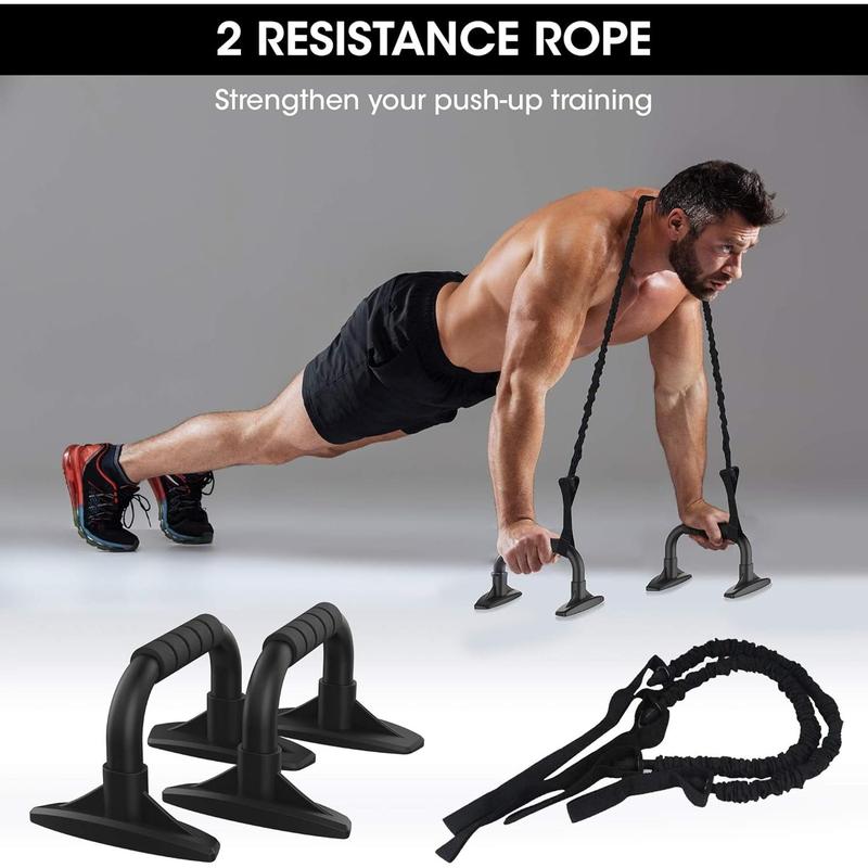 6-in-1 Ab Roller Kit with Knee Mat, Push-Up Bars, Resistance Bands, Workout Poster & Guide | Ultimate Home Gym Equipment for Abdominal Exercise for Men & Women