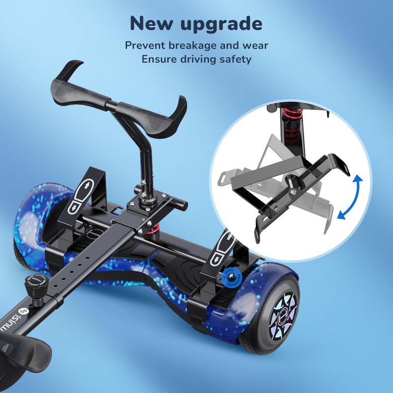 K5 Hoverboard Seat Attachment with 3*Shock Absorbers& 2*Glowing Wheels, Thickened GoKart Kit Hoverboard Accessory More Stable for 6.5