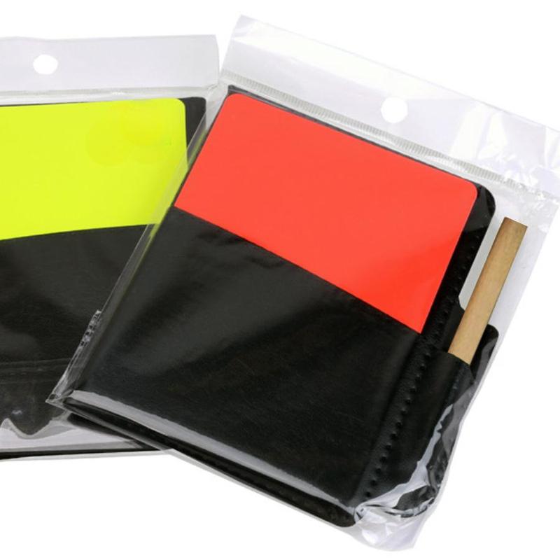 Football Referee Wallet, 1 Set PU Leather Football Card Holder with Red & Yellow Card & Pen, Football Card Storage Bag for Competition Game