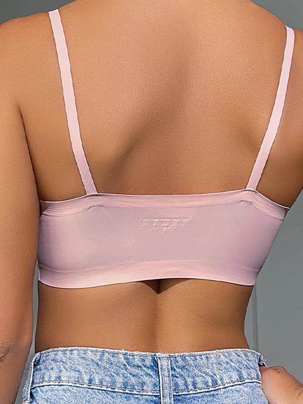 Women's Solid Adjustable Strap Wireless Sports Bra, Breathable Comfortable Removable Chest Pads Lingerie Top for Daily Wear, Sports Bras for Women, Ladies Sportswear for Fall & Winter