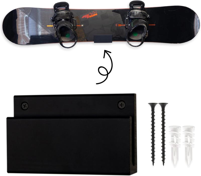 Snowboard Display Rack - Wall Mount Storage | Fits Virtually All Snowboards | Hardware Included |  (Black)