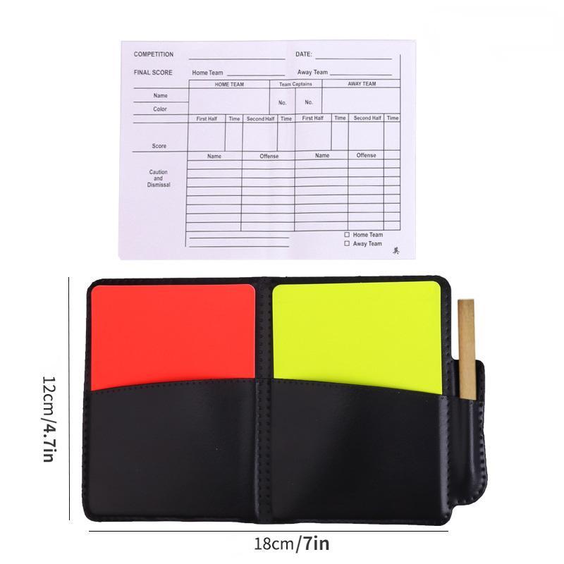 Football Referee Wallet, 1 Set PU Leather Football Card Holder with Red & Yellow Card & Pen, Football Card Storage Bag for Competition Game