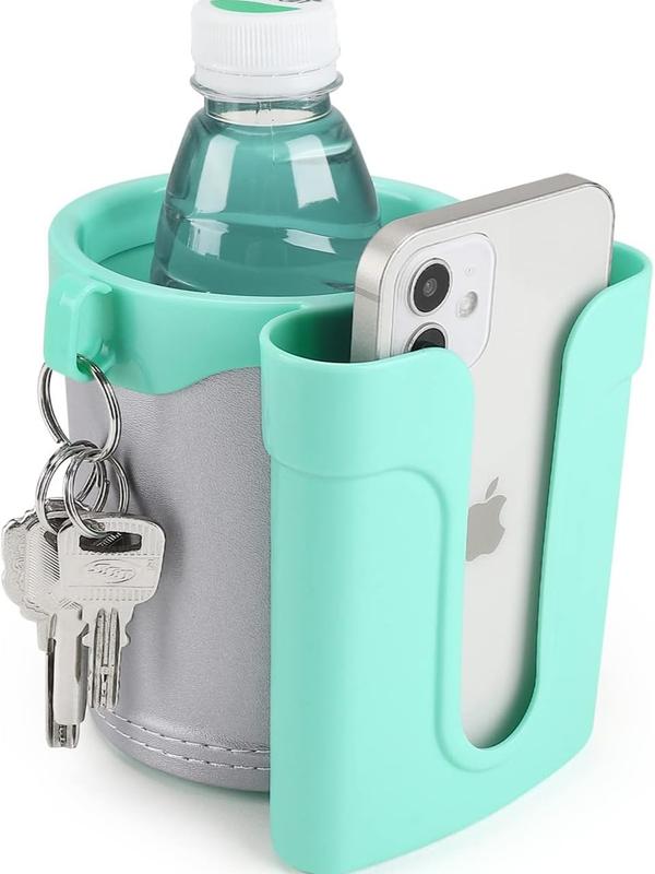 3-in-1 Bike Cup Holder with Phone & Key Storage - Universal Drink Holder for Bicycles, Motorcycles, Scooters in Grey Green