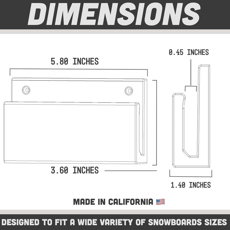 Snowboard Display Rack - Wall Mount Storage | Fits Virtually All Snowboards | Hardware Included |  (Black)