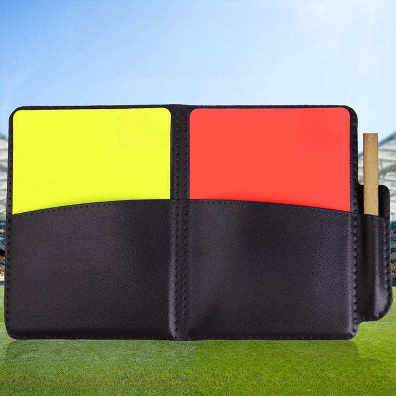 Football Referee Wallet, 1 Set PU Leather Football Card Holder with Red & Yellow Card & Pen, Football Card Storage Bag for Competition Game