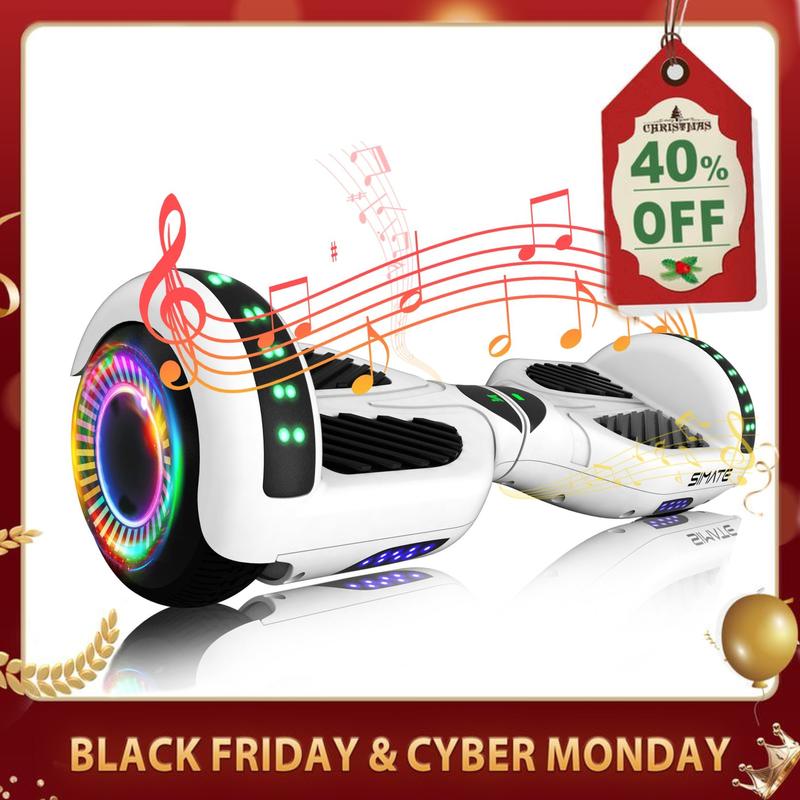 Smart Bluetooth with LED Cool light Scooter Christmas gift, support mobile APP operation, equipped with built-in Bluetooth speaker,three-speed function,high-performance 6.5-inch solid explosion-proof rubber wheels, UL2272 certified, Black Friday Discounts